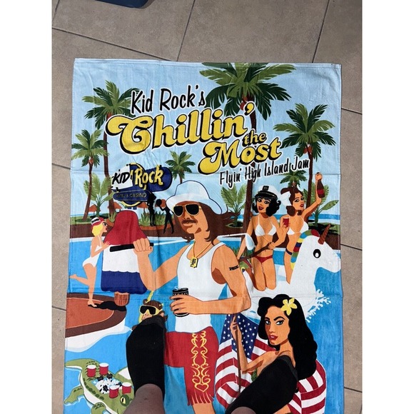 Kid Rock Concert Beach Towel Flyin High Island Jam Tour NEW NWT 36 x 60 Detroit - Picture 6 of 6